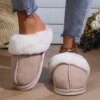 pantoufle femme d'intérieur en fausse fourrure pour femmes, chaussures de maison en daim 2024