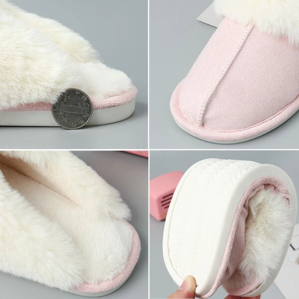 pantoufle femme d'Hiver à Semelle Souple pour Femme, Fausses Chaussures d'Nik, Chaudes en Peluche, en Coton Duveteux