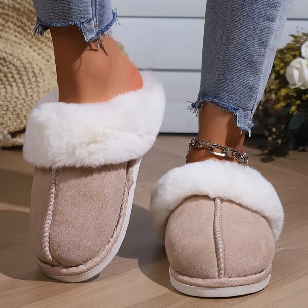pantoufle femme d'Hiver à Semelle Souple pour Femme, Fausses Chaussures d'Nik, Chaudes en Peluche, en Coton Duveteux