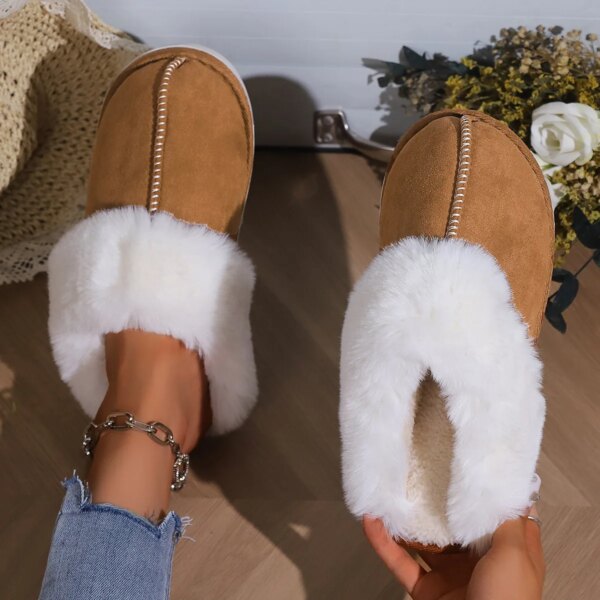 pantoufle femme d'Hiver à Semelle Souple pour Femme, Fausses Chaussures d'Nik, Chaudes en Peluche, en Coton Duveteux