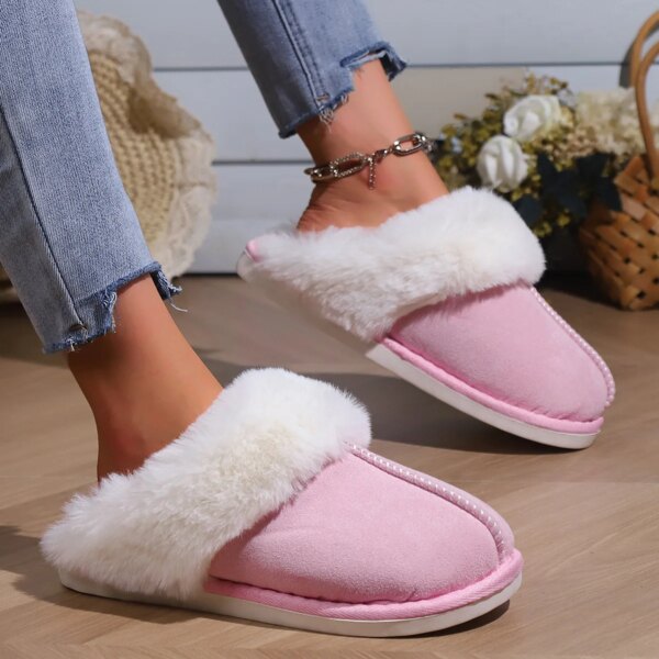 pantoufle femme d'Hiver à Semelle Souple pour Femme, Fausses Chaussures d'Nik, Chaudes en Peluche, en Coton Duveteux