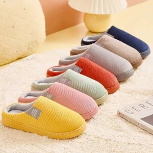 pantoufle femme  Hommes Épais Bas Doux Maison Pantoufles Ménage Pantoufles En Peluche
