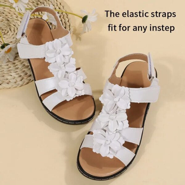 Sandales Femmes d'Été à Plateforme Florale pour Femme, Chaussures Orthopédiques Rétro