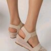 Sandales Femmes Talon compensé Espadrilles Bout fermé Slingbac