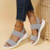 Sandales de sport décontractées en maille pour femmes, chaussures plates tissées volantes