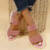 Sandales de sport décontractées en maille pour femmes, chaussures plates tissées volantes