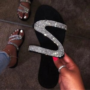 Sandales Femmes Sexy D'été Plage Profonde Bouche Strass Dames Défilé De Mode Confortable