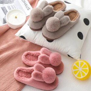 pantoufle femme de maison imperméables pour hommes et femmes, chaussures en fourrure