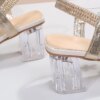 Sandales à biscuits à bande élastique pour femmes, chaussures à talons élégants, style coréen