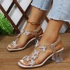 Sandales à biscuits à bande élastique pour femmes, chaussures à talons élégants, style coréen