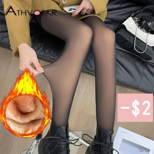 collant d'hiver pour femmes, sans couture, Sexy, Push Up, épais, faux, translucide