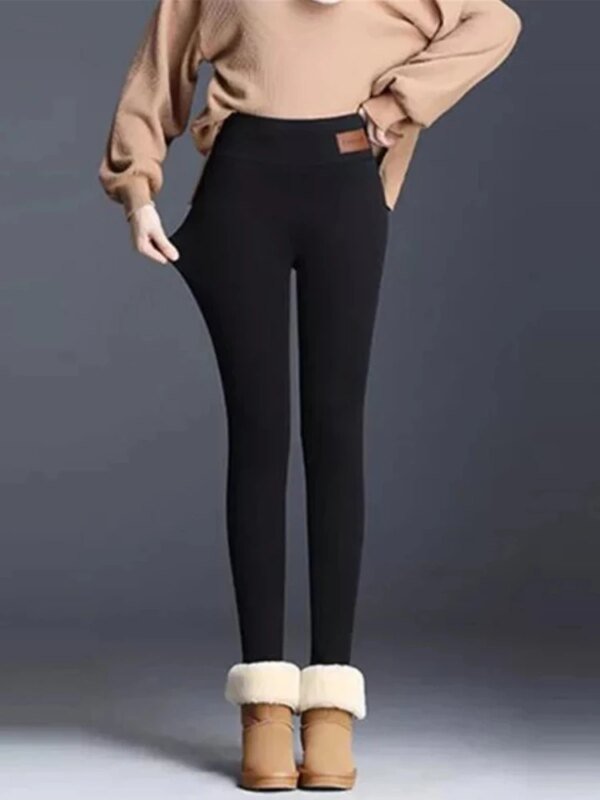 Legging en velours taille haute pour femme, pantalon extensible, confortable, garde au chaud