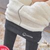 collant polaire Pantalon skinny en coton thermique pour femme avec sourire